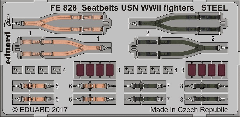 【新製品】FE828)塗装済 WWII アメリカ海軍機用シートベルト