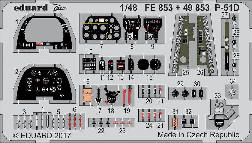 【新製品】FE853)塗装済 ノースアメリカン P-51D マスタング 計器盤