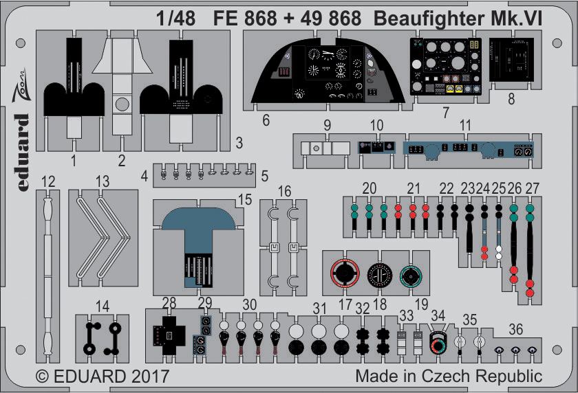 【新製品】FE868)塗装済 ブリストル ボーファイター Mk.VI 計器盤