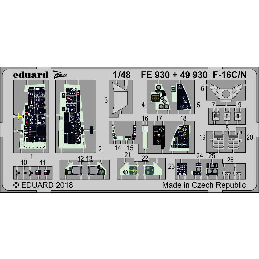 【新製品】FE930 塗装済 ジェネラルダイナミクス F-16C/N ファイティングファルコン 内装
