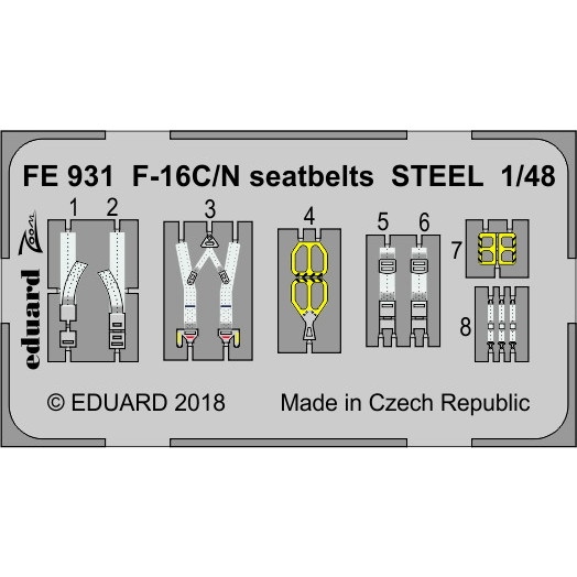 【新製品】FE931 塗装済 ジェネラルダイナミクス F-16C/N ファイティングファルコン シートベルト
