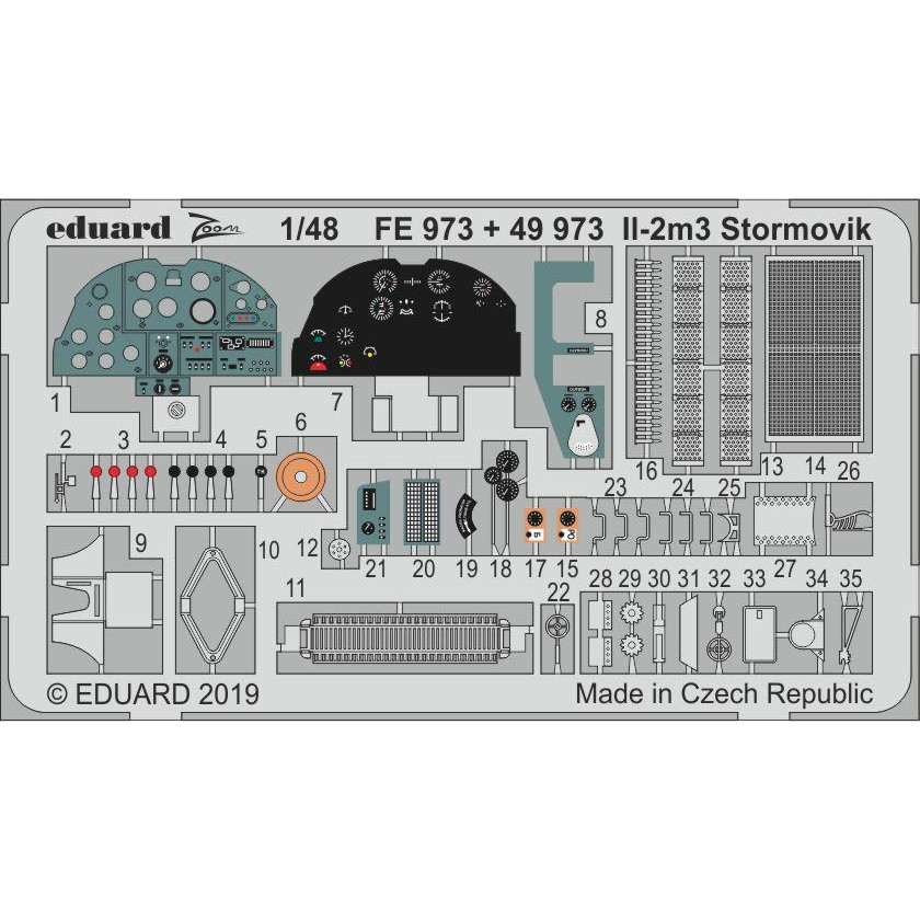 【新製品】FE973 塗装済 イリューシン Il-2m3 シュトルモビク ズームエッチングパーツ(アキュレイトミニチュア用)