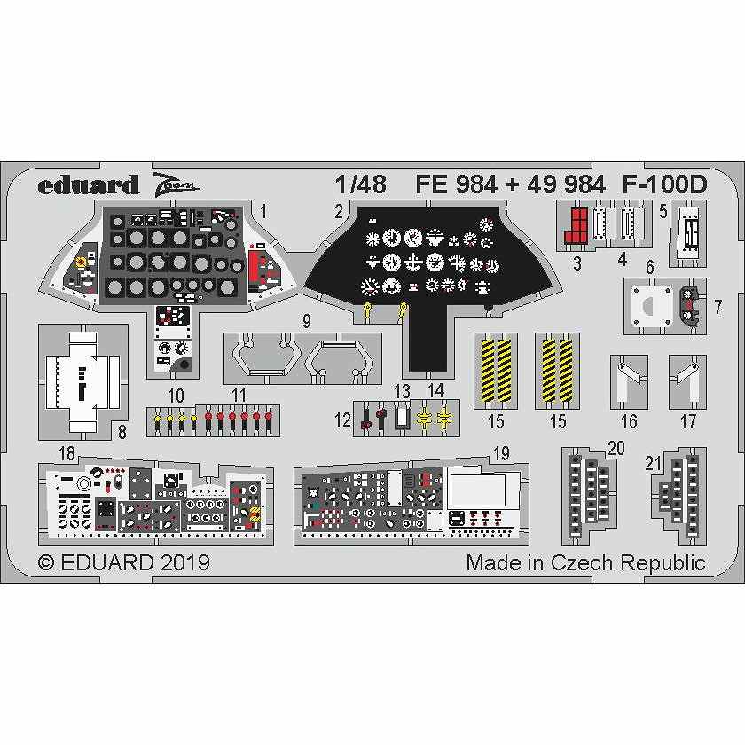 【新製品】FE984 塗装済 ノースアメリカン F-100D スーパーセイバー ズームエッチングパーツ (トランぺッター用)