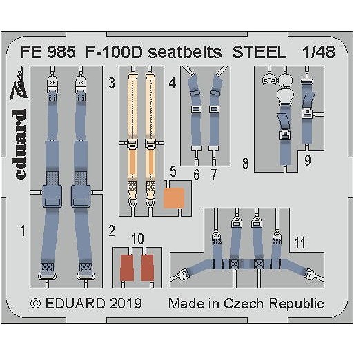 【新製品】FE985 塗装済 ノースアメリカン F-100D スーパーセイバー シートベルト (ステンレス製) (トランぺッター用)