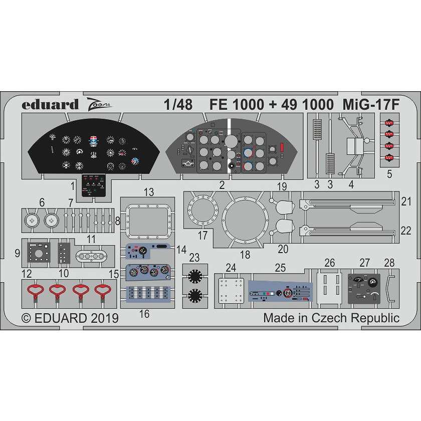 【新製品】FE1000 塗装済 ミグ MiG-17F フレスコ ズームエッチングパーツ (ホビーボス用)