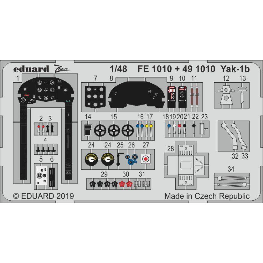 【新製品】FE1010 塗装済 ヤコブレフ Yak-1b ズームエッチングパーツ (ズべズダ用)