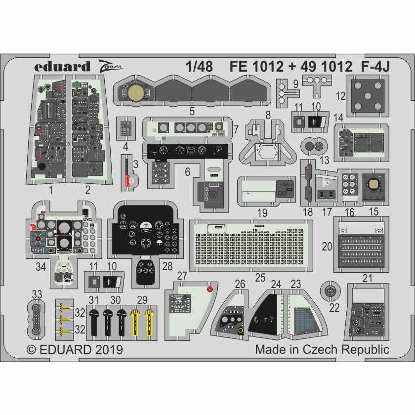 【新製品】FE1012 塗装済 マクドネル・ダグラス F-4J ファントムII ズームエッチングパーツ (アカデミー用)