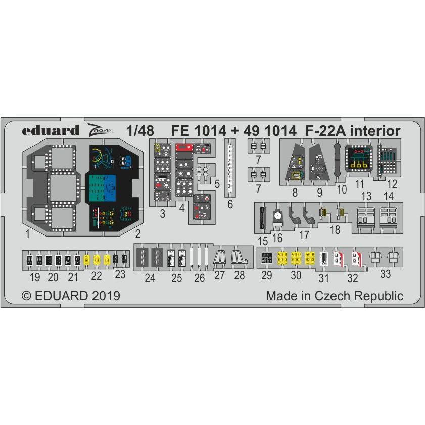 【新製品】FE1014 塗装済 ロッキード・マーティン F-22A ラプター ズームエッチングパーツ (ハセガワ用)