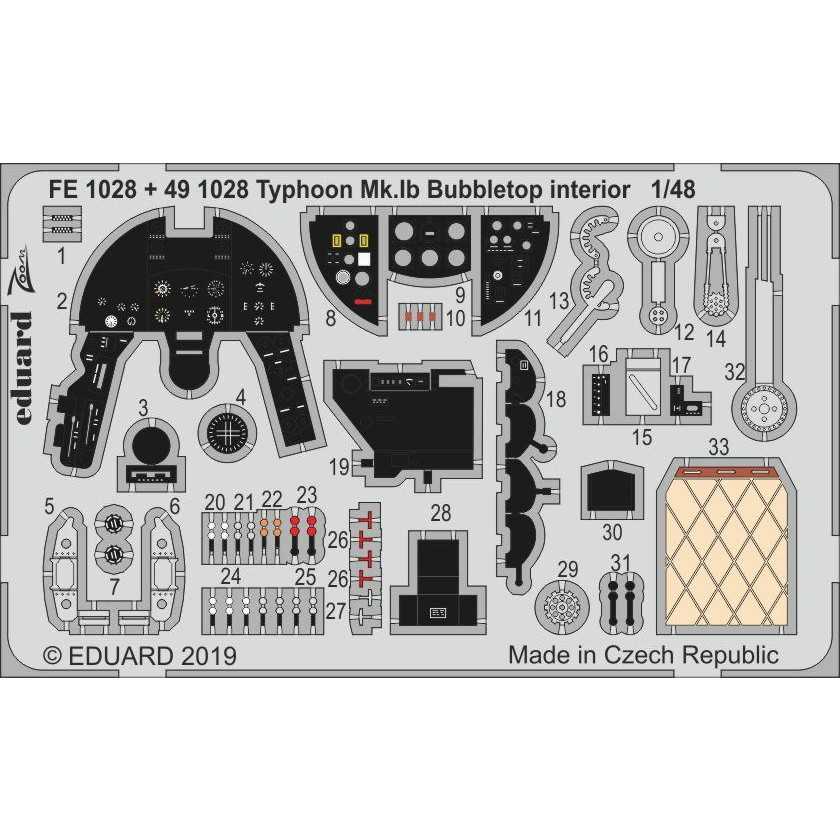 【新製品】FE1028 塗装済 ホーカー タイフーン Mk.Ib バブルトップ ズームエッチングパーツ (ハセガワ/イタレリ用)