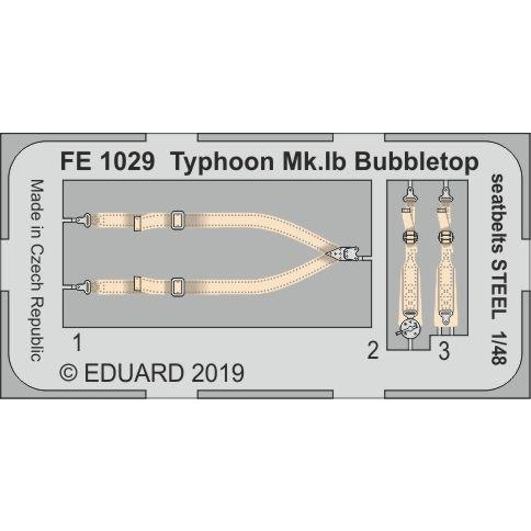 【新製品】FE1029 塗装済 ホーカー タイフーン Mk.Ib バブルトップ シートベルト(ステンレス製) (ハセガワ/イタレリ用)