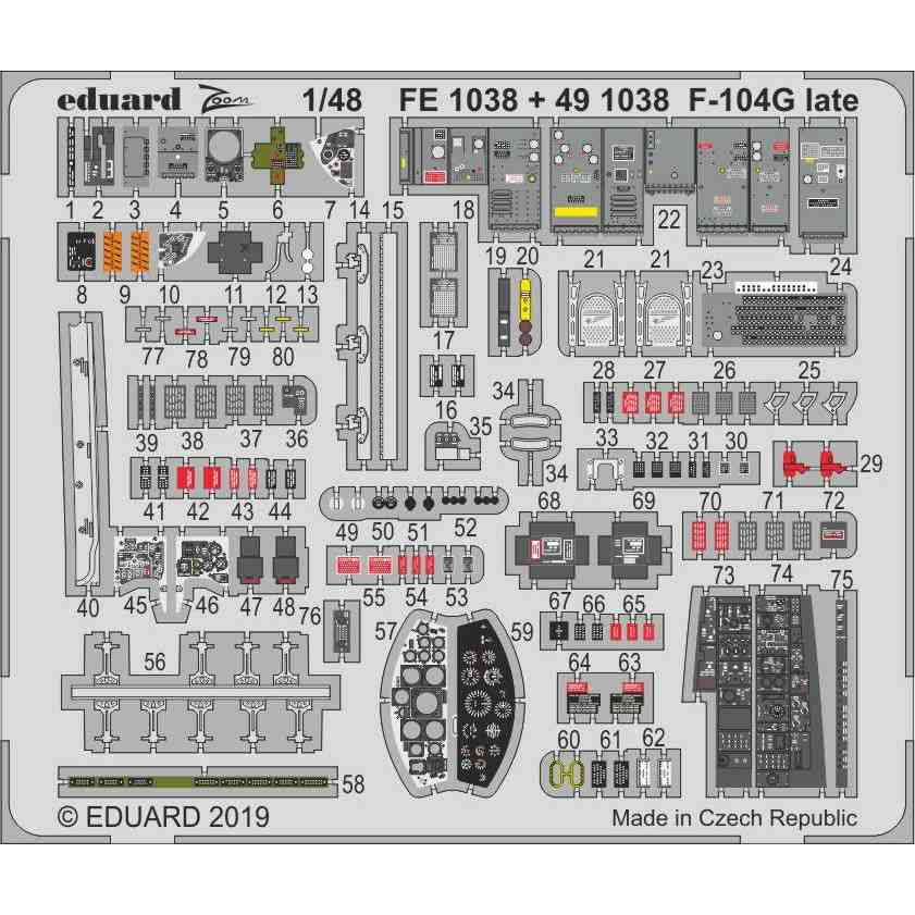 【新製品】FE1038 塗装済 ロッキード F-104G スターファイター (後期型) ズームエッチングパーツ (キネティック用)