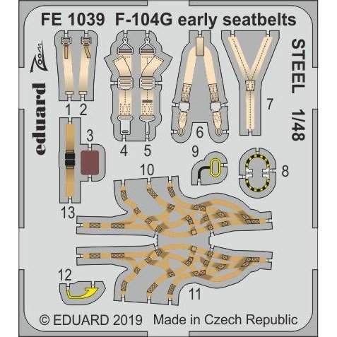 【新製品】FE1039 塗装済 ロッキード F-104G スターファイター (初期型) シートベルト (ステンレス製) (キネティック用)