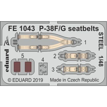 【新製品】FE1043 塗装済 ロッキード P-38F/G ライトニング シートベルト (ステンレス製) (タミヤ用)