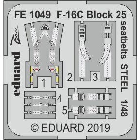 【新製品】FE1049 塗装済 F-16C ファイティングファルコン ブロック25 シートベルト (ステンレス製) (タミヤ用)