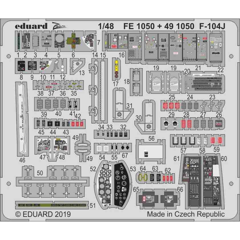 【新製品】FE1050 塗装済 F-104J スターファイター ズームエッチングパーツ (キネティック用)