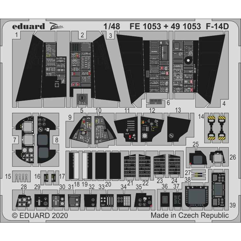 【新製品】FE1053 塗装済 グラマン F-14D トムキャット ズームエッチングパーツ (AMK用)