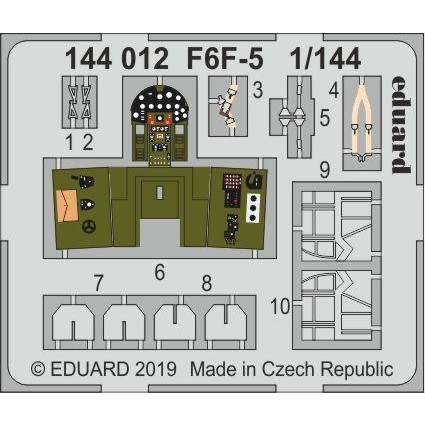 【新製品】144012 塗装済 グラマン F6F-5 ヘルキャット エッチングパーツ (プラッツ/エデュアルド用)