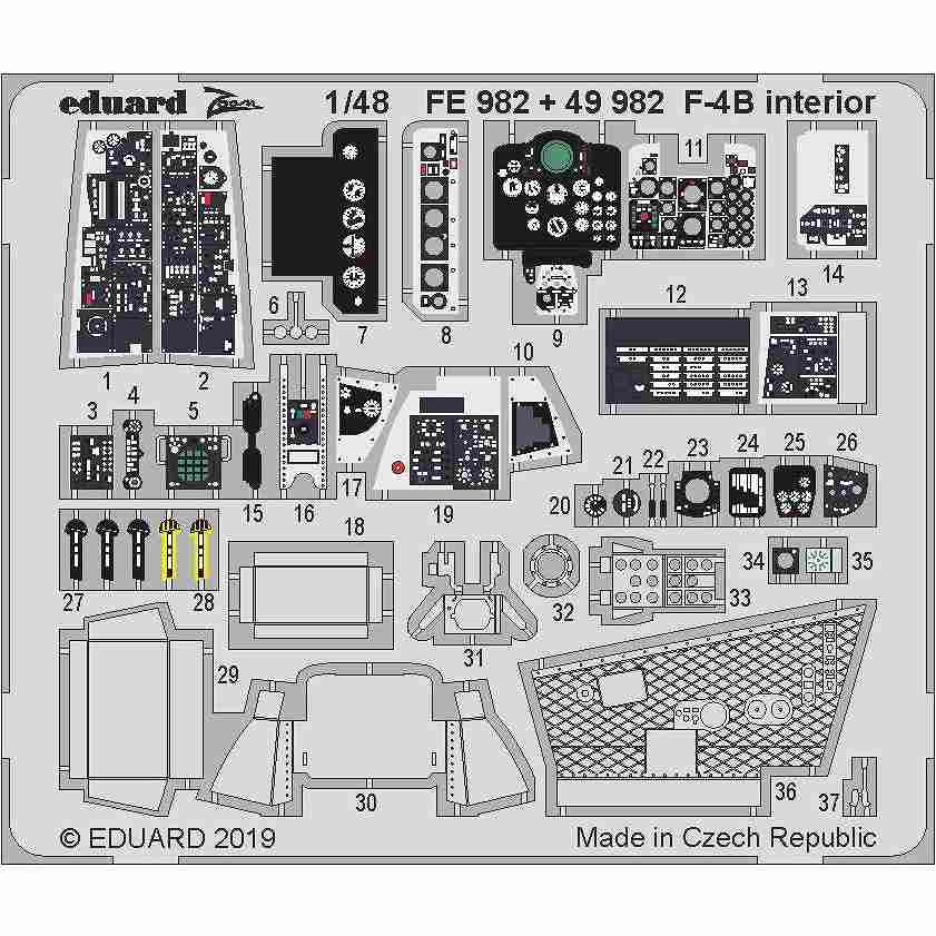 【新製品】49982 塗装済 マクドネル・ダグラス F-4B ファントムII 内装エッチングパーツ (アカデミー用)