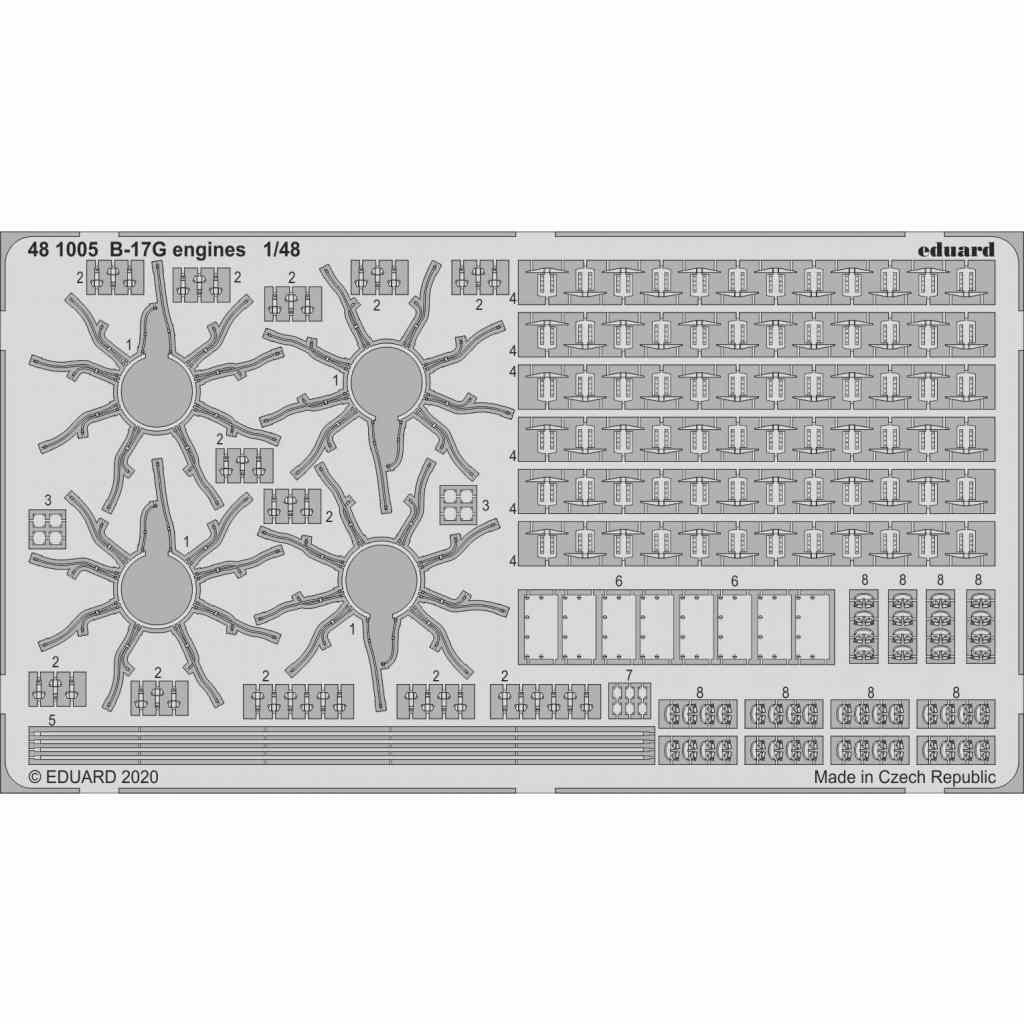 【新製品】481005 ボーイング B-17G フライングフォートレス エンジンエッチングパーツ (HKモデル用)