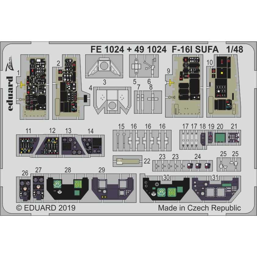 【新製品】491024 塗装済 F-16I スーファ 内装エッチングパーツ (ハセガワ用)