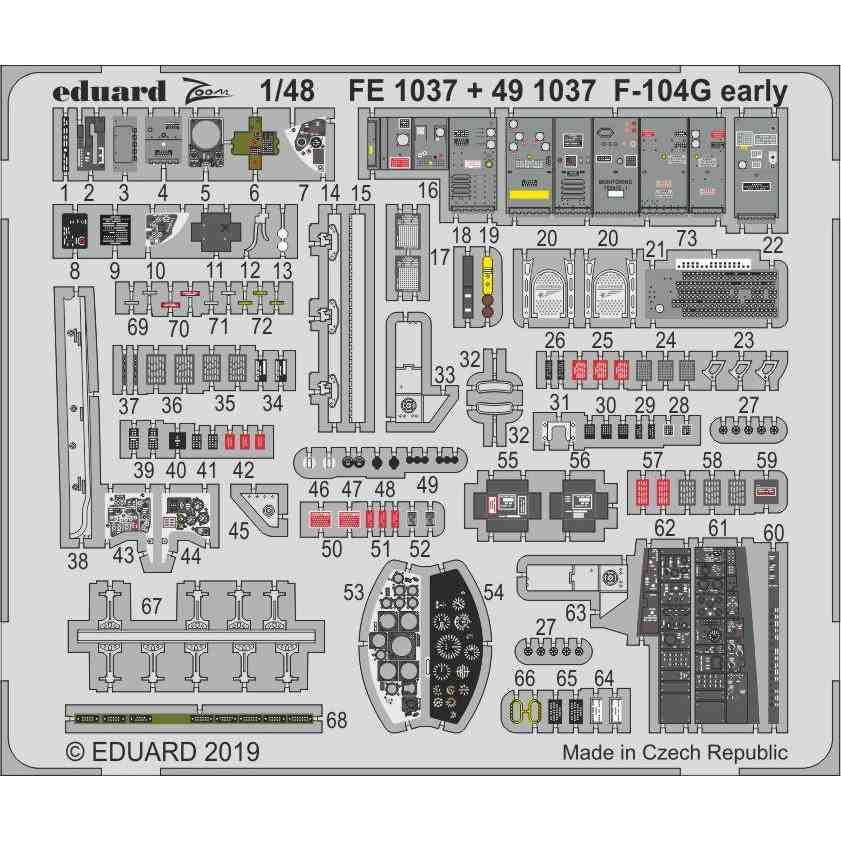 【新製品】491037 塗装済 ロッキード F-104G スターファイター (初期型) エッチングパーツ (キネティック用)