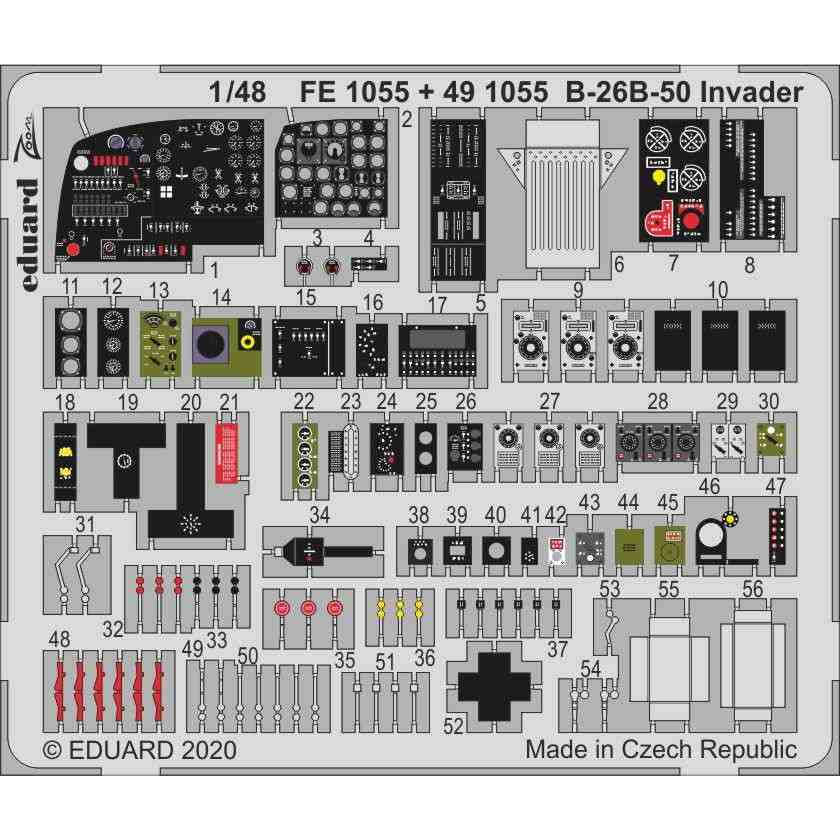 【新製品】491055 塗装済 ダグラス B-26B-50 インベーダー 内装エッチングパーツ (ICM用)