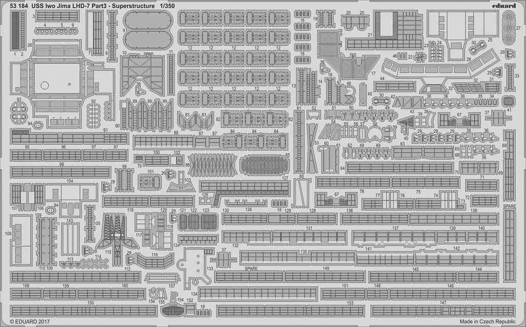 【新製品】53184)USS イオー・ジマ LHD-7 Pt.3 手摺り&ハッチ