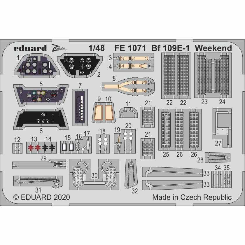 【新製品】FE1071 メッサーシュミット Bf109E-1 ウィークエンドエディション ズームエッチングパーツ (エデュアルド用)