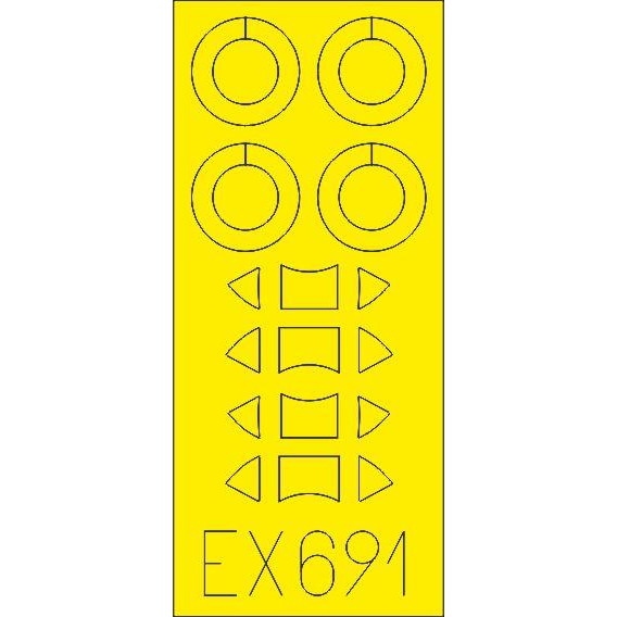 【新製品】EX691 デ・ハビランド タイガーモス 塗装マスクシール (エアフィックス用)