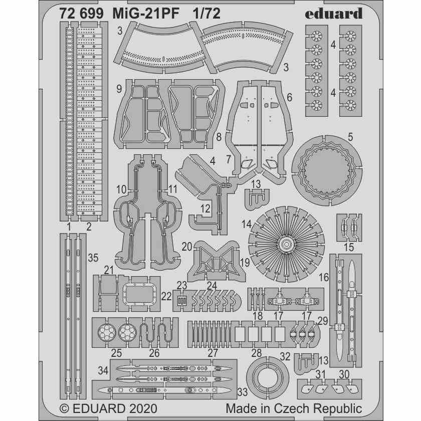 【新製品】72699 ミグ MiG-21PF フィッシュベッド エッチングパーツ (エデュアルド用)