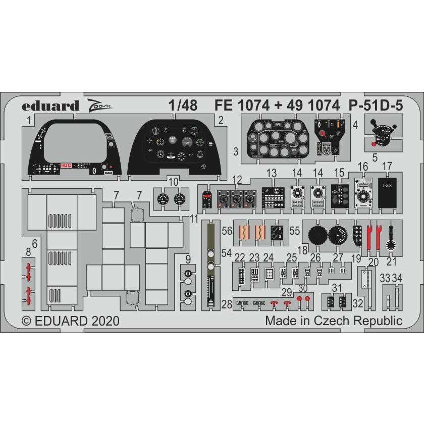 【新製品】491074 塗装済 ノースアメリカン P-51D-5 マスタング 内装エッチングパーツ (エアフィックス用)