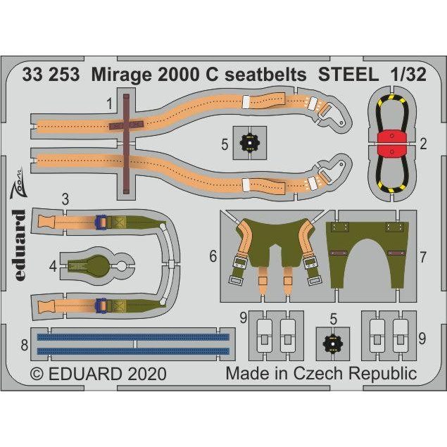 【新製品】33253 塗装済 ダッソー ミラージュ2000C シートベルト (ステンレス製)(キティーホーク用)