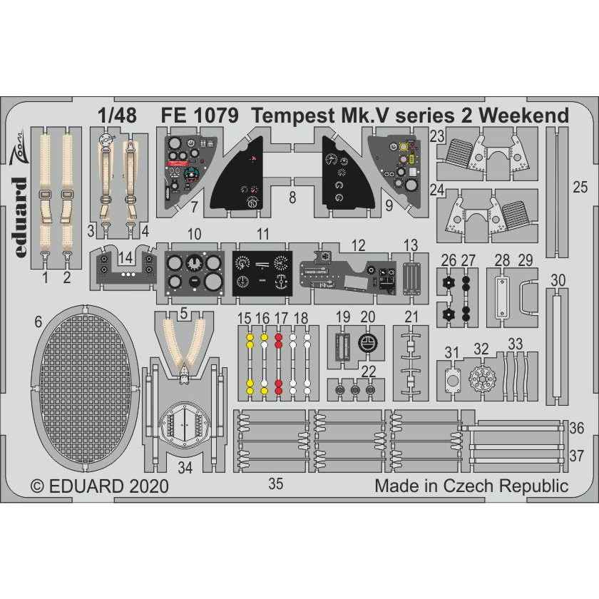 【新製品】FE1079 塗装済 ホーカー テンペスト Mk.V シリーズ2 ズームエッチングパーツ(エデュアルド用)