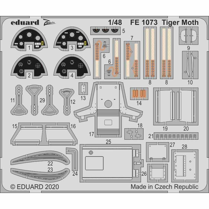 【新製品】FE1073 塗装済 デ・ハビランド タイガーモス ズームエッチングパーツ (エアフィックス用)