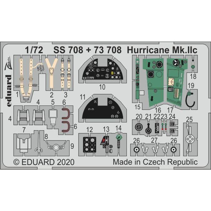 【新製品】73708 塗装済 ホーカー ハリケーン Mk.IIC エッチングパーツ(アルマホビー用)