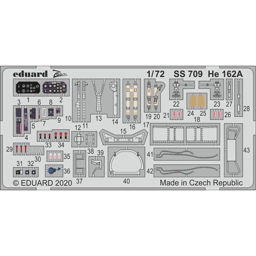 【新製品】SS709 塗装済 He162A ズームエッチングパーツ (スペシャルホビー用)