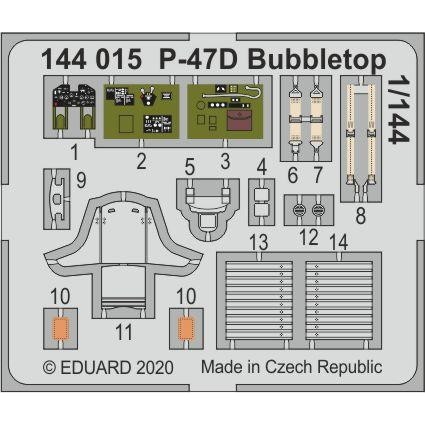 【新製品】144015 塗装済 リパブリック P-47D サンダーボルト バブルトップ エッチングパーツ(エデュアルド/プラッツ用)