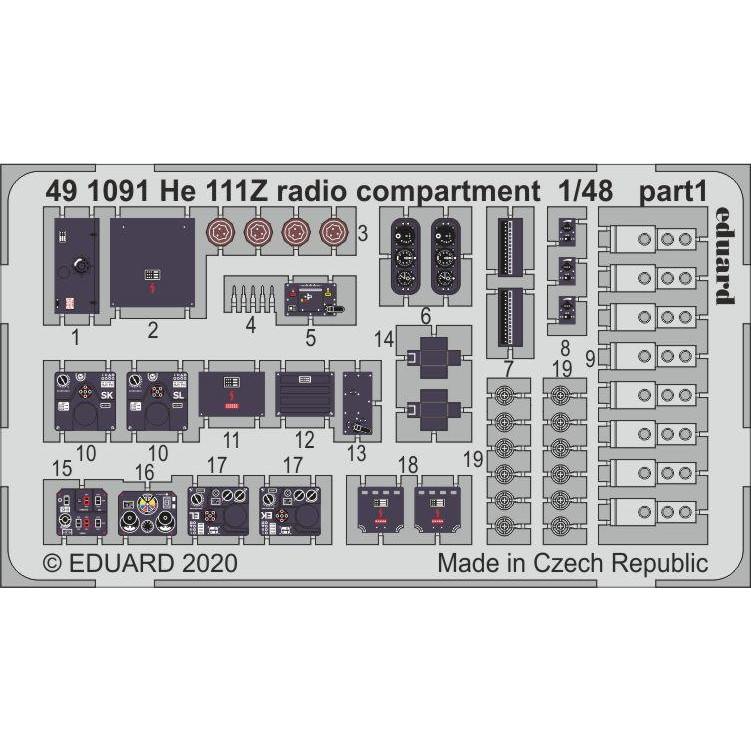 【新製品】491091 塗装済 ハインケル He111Z 無線室内装エッチングパーツ (ICM用)