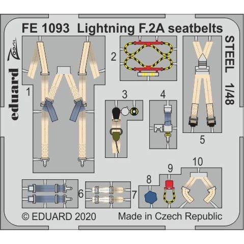 【新製品】FE1093 塗装済 E.E.ライトニング F.2A シートベルト (ステンレス製) (エアフィックス用)