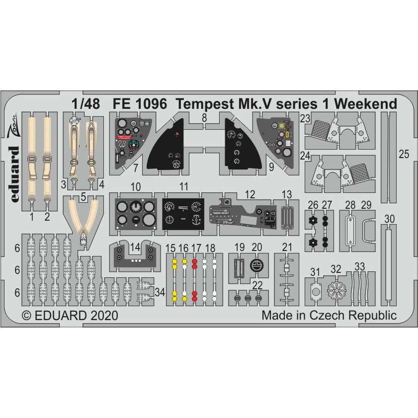 【新製品】FE1096 塗装済 ホーカー テンペスト Mk.V シリーズ1ズームエッチングパーツ (エデュアルド用)