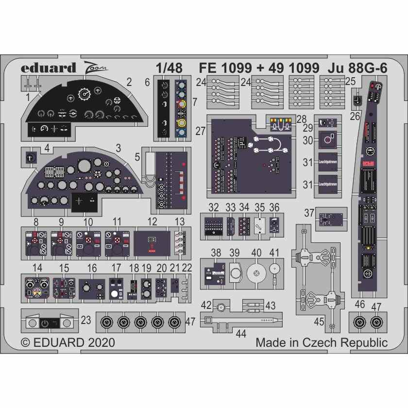 【新製品】FE1099 塗装済 ユンカース Ju88G-6 ズームエッチングパーツ (ドラゴン用)