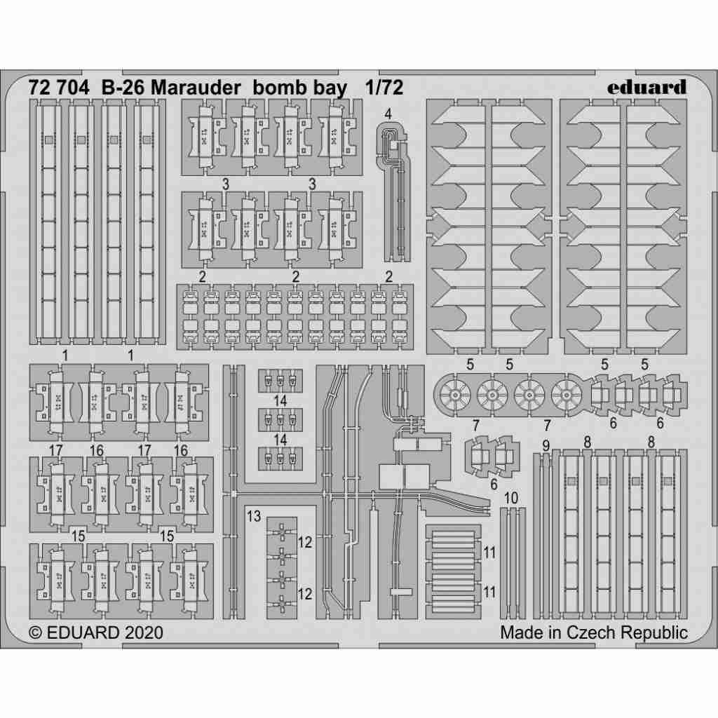 【新製品】72704 マーティン B-26 マローダー 爆弾槽 エッチングパーツ (ハセガワ/エデュアルド用)