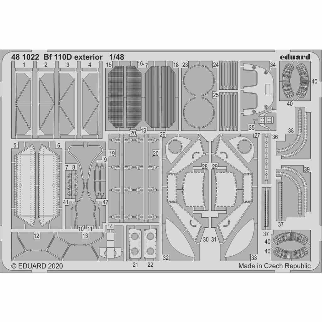 【新製品】481022 メッサーシュミット Bf110D 外装 エッチングパーツ (ドラゴン用)