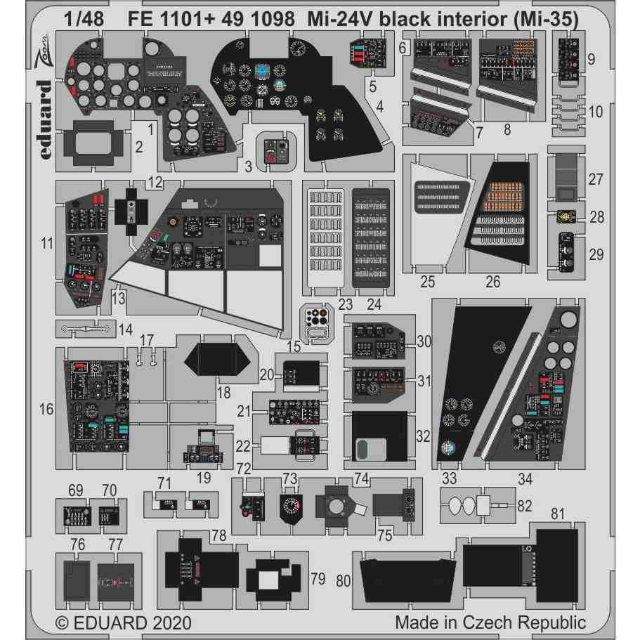 【新製品】491098 塗装済 ミル Mi-24 内装 エッチングパーツ (黒、Mi-35用) (ズべズダ用)