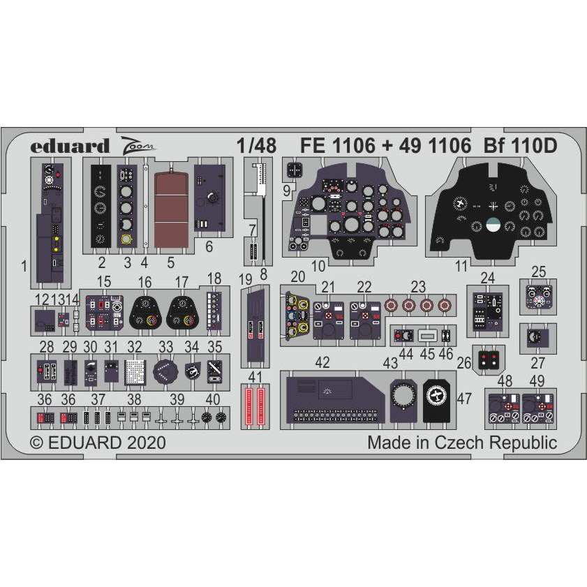 【新製品】491106 塗装済 メッサーシュミット Bf110D 内装 エッチングパーツ (ドラゴン用)