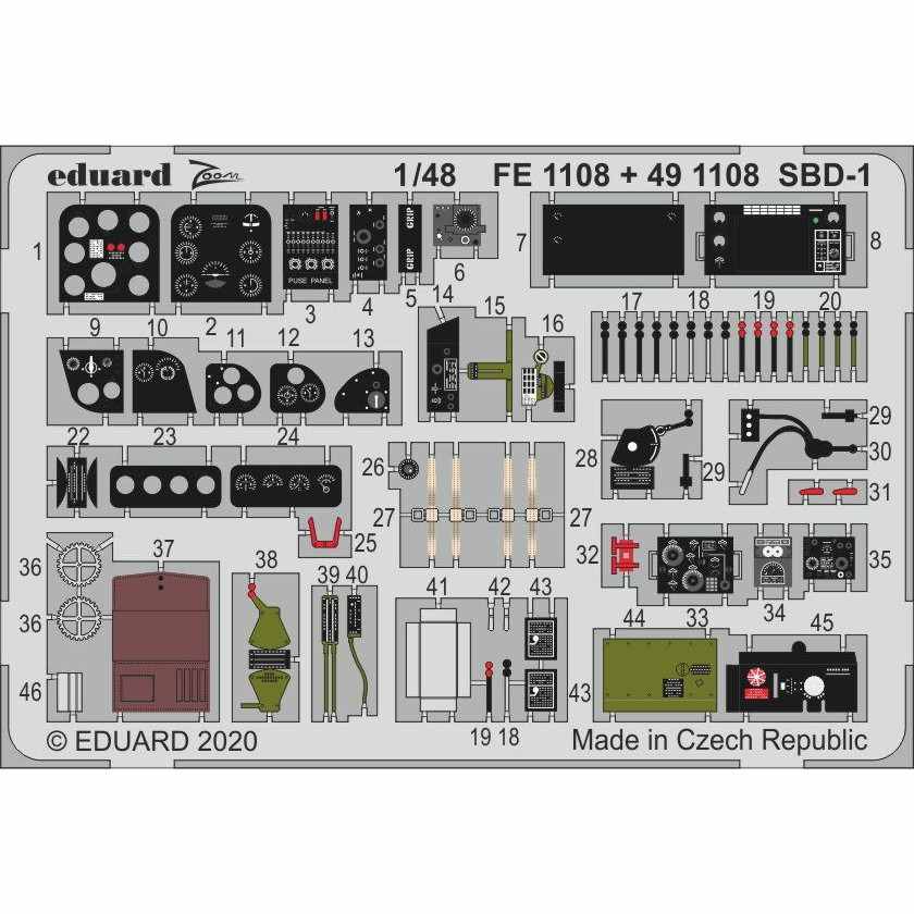 【新製品】491108 塗装済 ダグラス SBD-1 ドーントレス エッチングパーツ (アカデミー用)