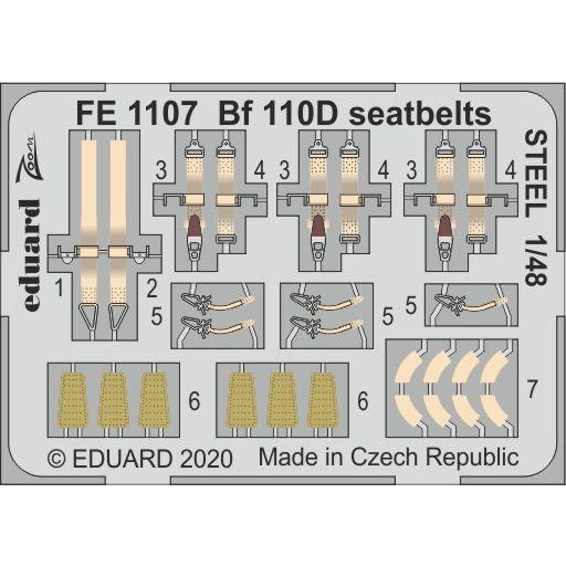 【新製品】FE1107 塗装済 メッサーシュミット Bf110D シートベルト (ステンレス製) (ドラゴン用)