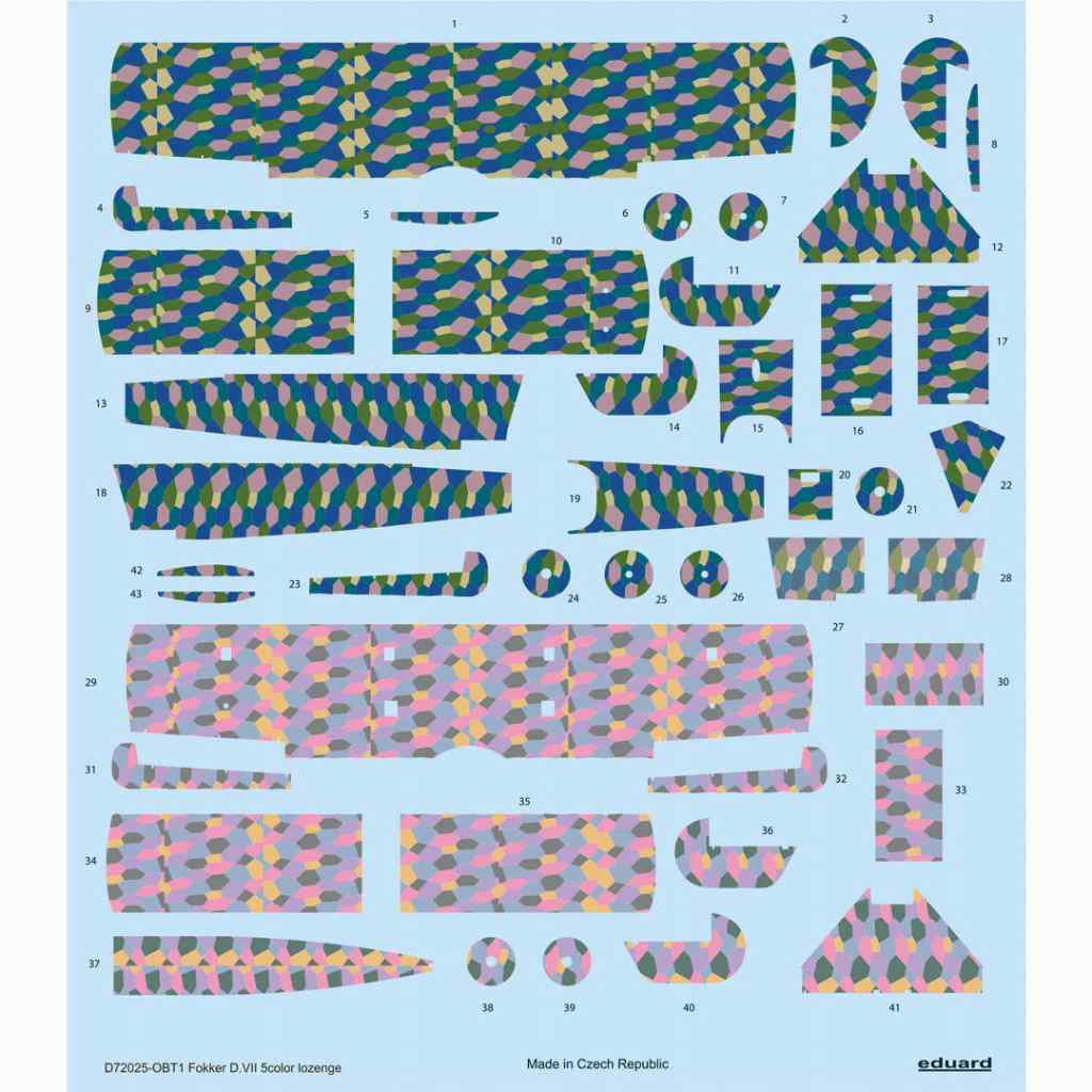【新製品】D72025 フォッカー D.VII 5色ローゼンジデカール (エデュアルド用)