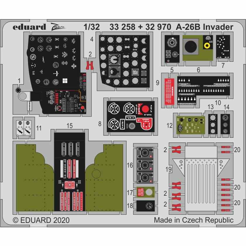 【新製品】32970 塗装済 ダグラス A-26B インベーダー コクピット内装エッチングパーツ(ホビーボス用)