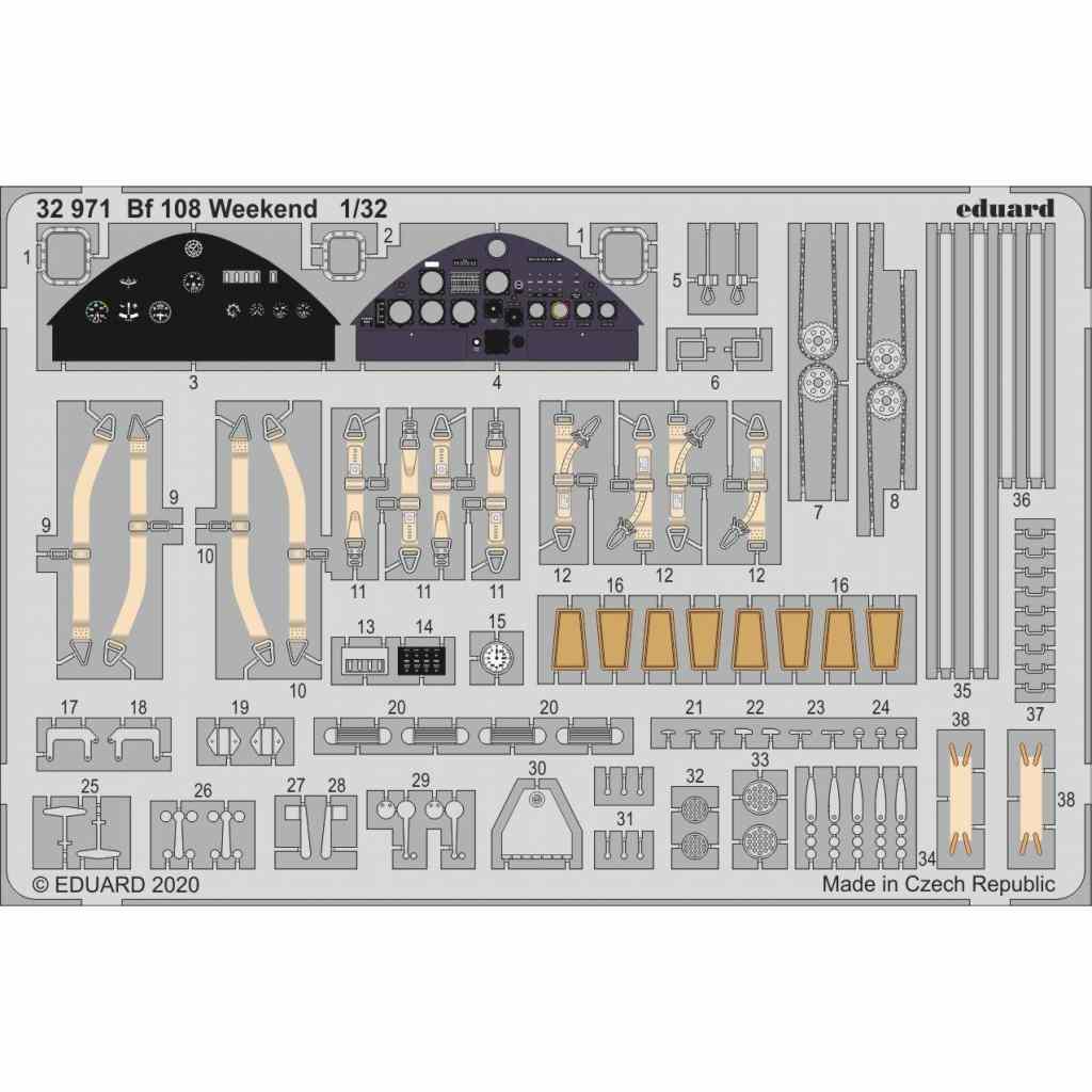 【新製品】32971 塗装済 メッサーシュミット Bf108 ウィークエンドエディション用エッチングパーツ(エデュアルド用)